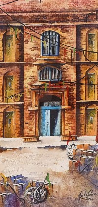 Aisha Khan, 10 x 22 Inch, Watercolor on Paper, Cityscape Painting, AC-AHK-007